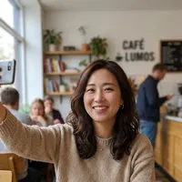 카페에서 찍은 셀카